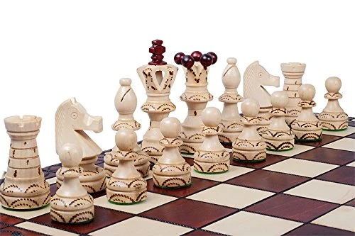 Beautiful Handcrafted Wooden Chess Set with Wooden Board and Handcrafted Chess Pieces -1-2 players, Gift idea Products (21" (55 cm))
