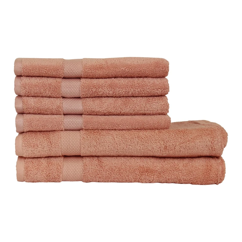 furn. The Linen Yard Loft 6 Piece Hand Towel/Bath Sheet Bale, Cotton, Blush