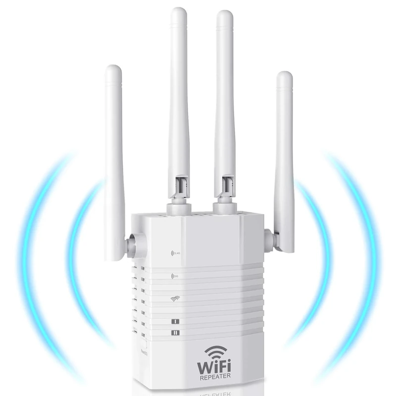 2026 WiFi Extender, WiFi Booster, 4 Powerful Antennas Covers 5500 Sq.Ft and 50 Devices, Internet Booster - with Dual Ethernet Ports, Quick Setup, Home Wireless Signal Booster, UK Plug (Milky, S)