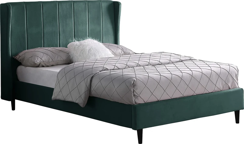 Seconique Amelia 5' King Size Bed in Green Velvet - Kingsize, W 176cm x D 211cm x H 115cm - Image 1