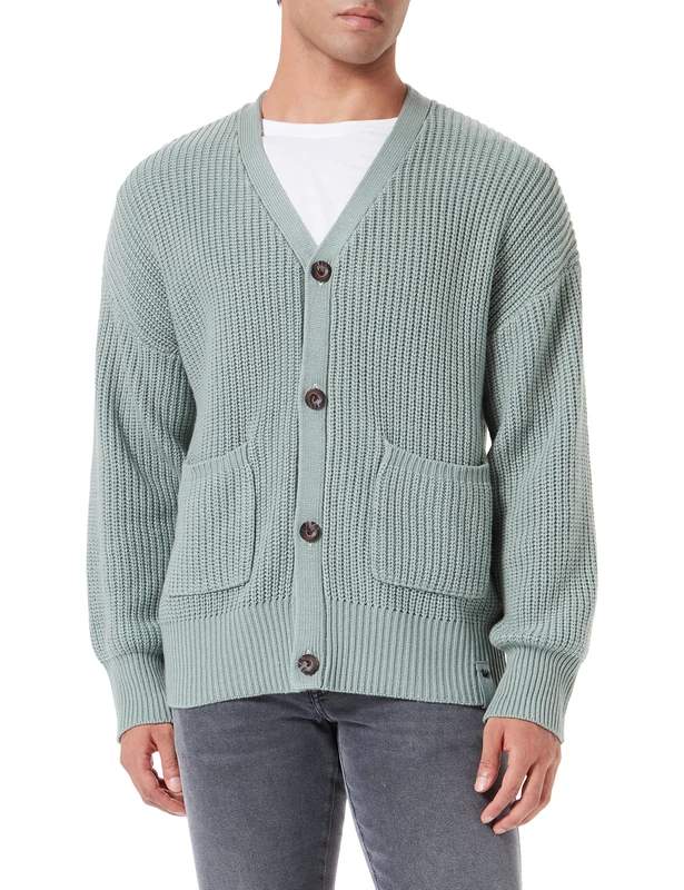 True Religion Men's Cardigan Sweater, Pale Jade, L
