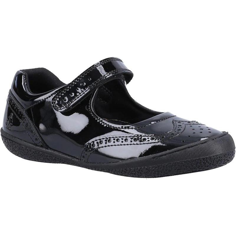 Hush Puppies Girls Rina Patent Junior School Uniform Shoe, Black, 13 UK Child