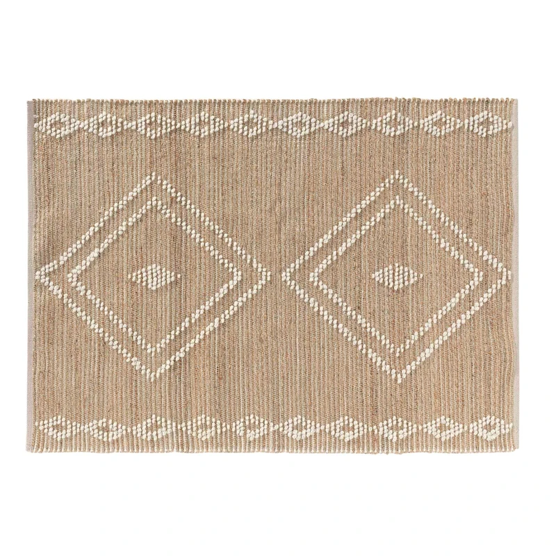 Douceur d'Intérieur, Floty Rectangular Rug 120 x 170 cm Plain Jute/Wool/Cotton