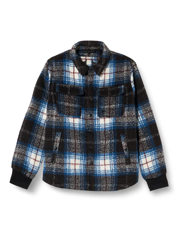 True Religion Men's Padded Overshirt Jacket Oversize, Blue Black, XL