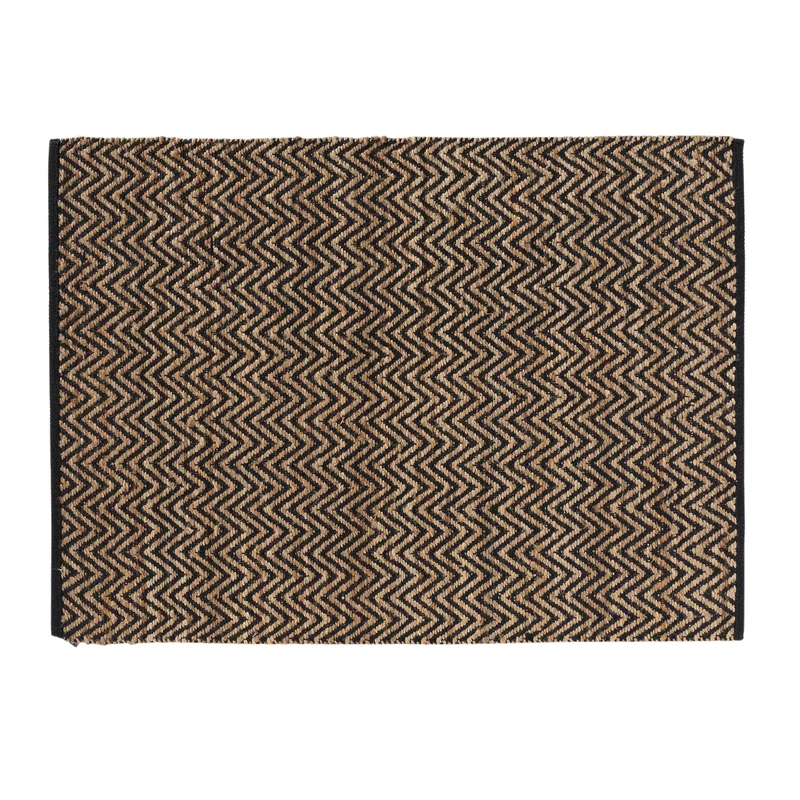 Douceur d'Intérieur, 120 x 170 cm Rectangular Jute Polycotton Zigzag Rug