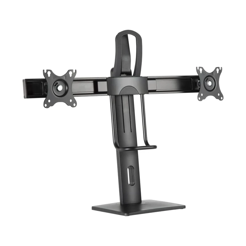 AISENS DT27TSR-065 Pro Table Stand Rotating and Tilting for 2 Monitors 6 kg (3 Pivots, 2 Arms) 17-27, Black