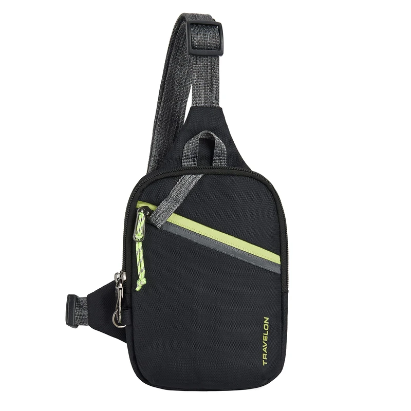Travelon Unisex-Adult Anti-Theft Greenlander Compact Sling Bag, Jet Black, 5" W x 7.25" H x 1.75" D - Image 1