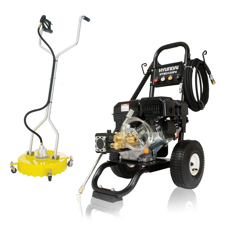 Hyundai 3100psi 212cc 10L/min Petrol Pressure Washer & 18" Flat Surface Cleaner with 3 Year Warranty Black