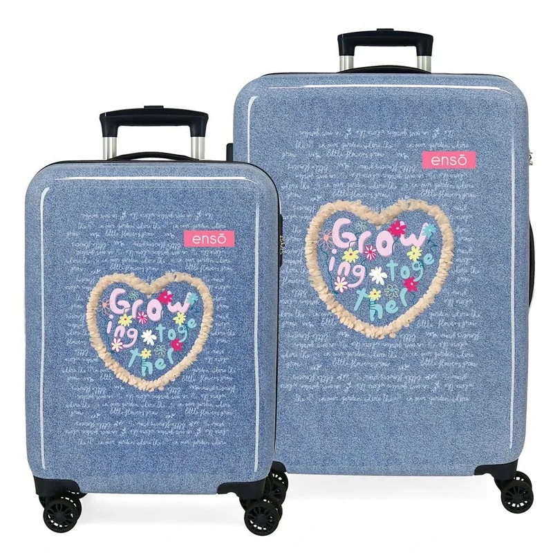 Enso Together Growing Cabin Trolley Blue 34L 2kg 4 Wheels Cabin Luggage, Blue, Set Suitcase