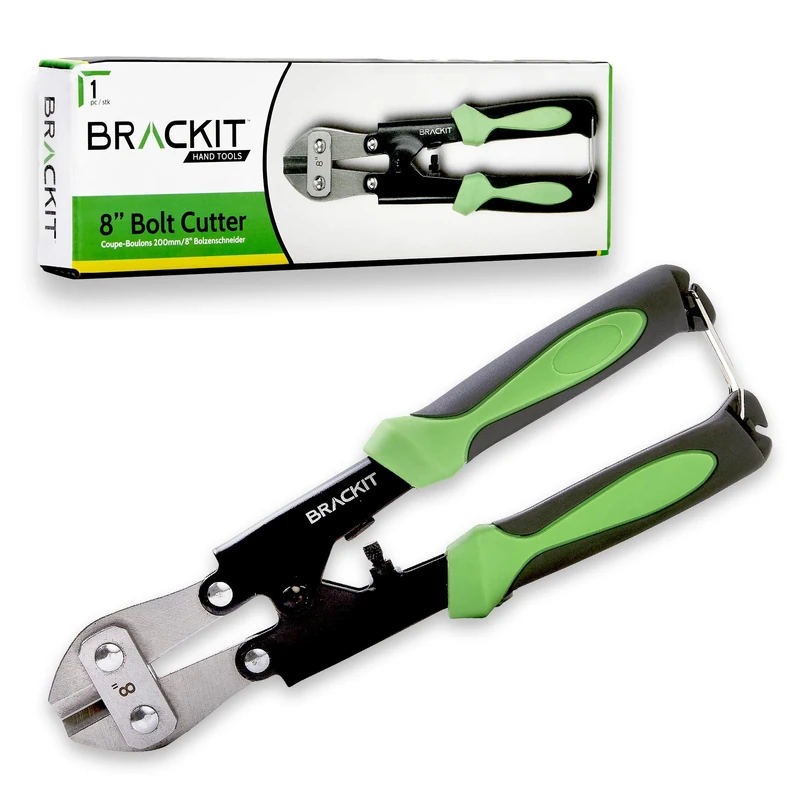 Brackit 8” Bolt Cutter, Heavy Duty 210mm CR-MO Steel Mini Cropper Tool - Rubber Non-Slip Handles for Comfortable Cut of Screws, Wires and Cables