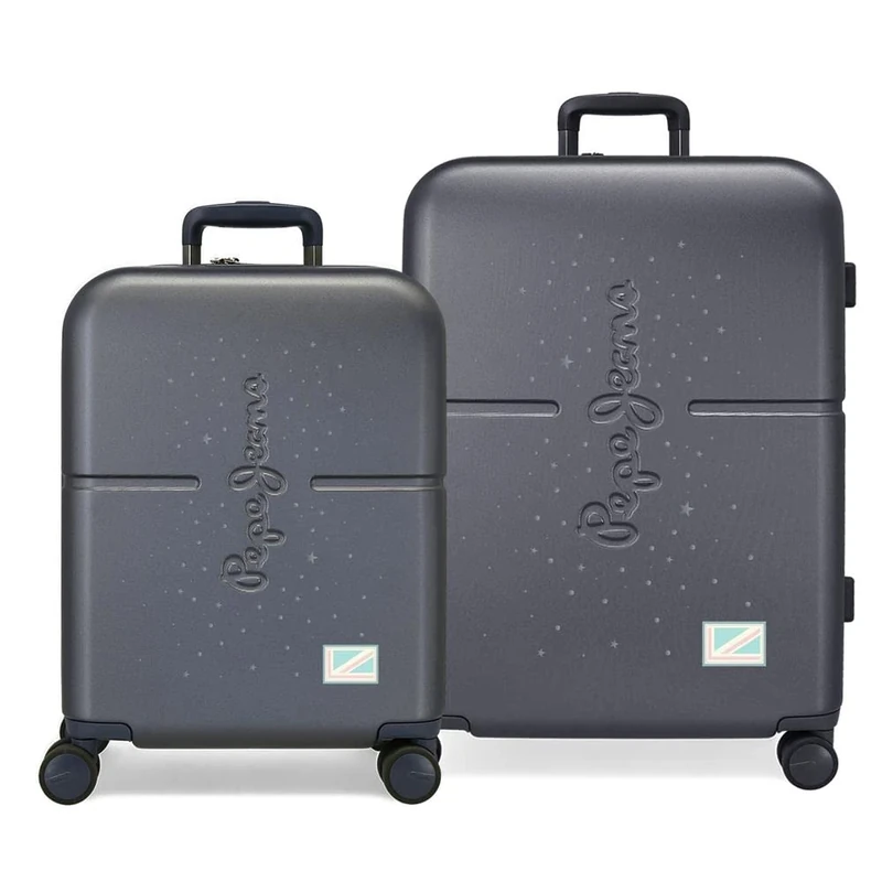 Pepe Jeans Jane Suitcase Set Blue 55/70 cm Hard ABS Built-in TSA Lock 116L 7.5kg 4 Double Wheels Carry-on Luggage, Blue, Talla Unica, Suitcase Set