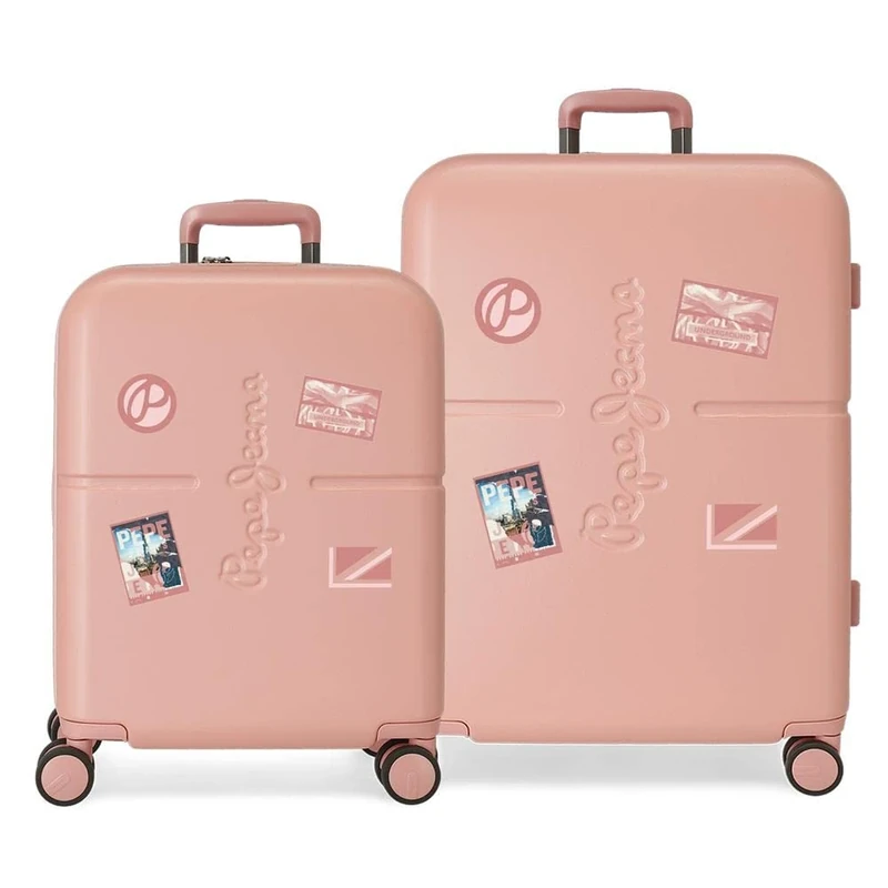 Pepe Jeans Chest Suitcase Set Pink 55/70 cm Rigid ABS Built-in TSA Closure 116L 7.5 kg 10 Wheels Double Hand Luggage