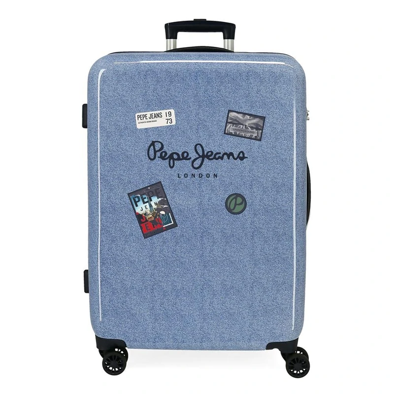 Pepe Jeans Digital Suitcase Medium Blue 48 x 68 x 26 cm Rigid ABS Side Combination Lock 70L 3 kg 4 Double Wheels