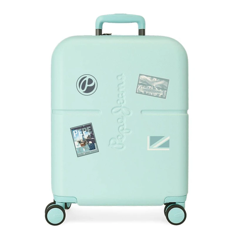 Pepe Jeans Chest Cabin Suitcase Blue 40 x 55 x 20 cm Rigid ABS Built-in TSA Lock 37L 3.2 kg 7 Wheels Double Hand Luggage