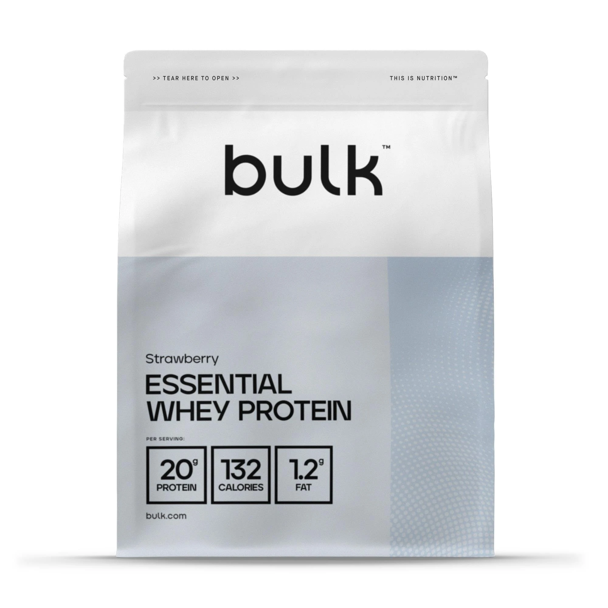 Bulk Essential Whey Protein Powder | Strawberry | 21g Protein per Serving | 9g Essential Amino Acids (EAA) | Supports Muscle Growth | Smooth Mixing | Vegetarian | Natural Flavours | 1kg
