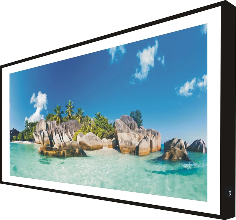 CCRETROILUMINADOS Picture with Wooden Frame in Black Lacquered with LED Light Beach Paradise