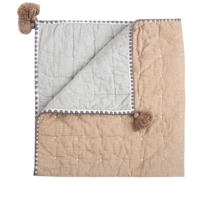 Crane Baby Blanket, 36” x 36”, Soft Cotton Quilted Nursery Blanket for Boys and Girls, Copper, Ezra Print - Image 1