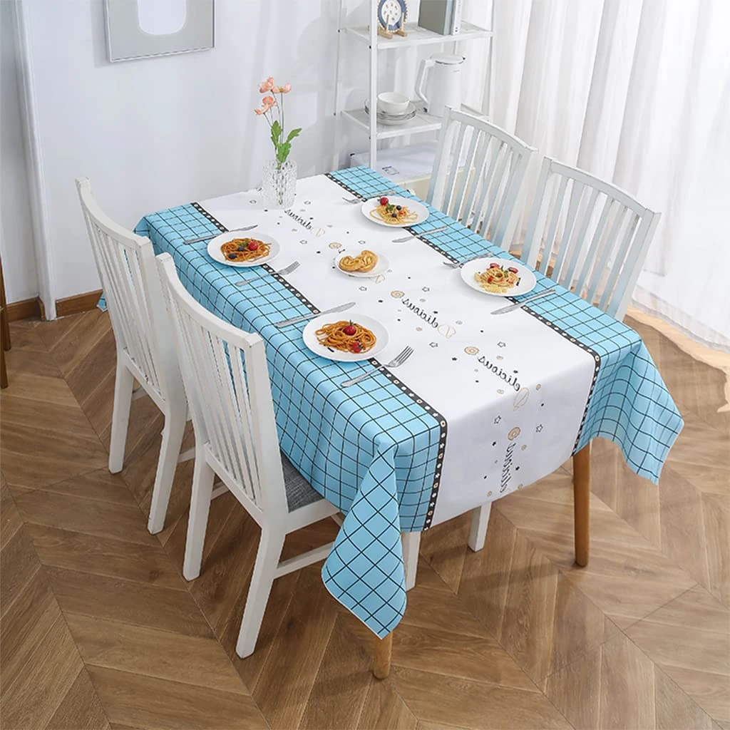 137*180cm Blue Checkered PVC TableCloth Plaid Wipeable Tablecloth Rectangular ,Plastic Wipe Clean Tablecloth Stain Resistant,Waterproof,Oil-proof Gingham Table Cover for Outdoor Picnic,Party,Dinner