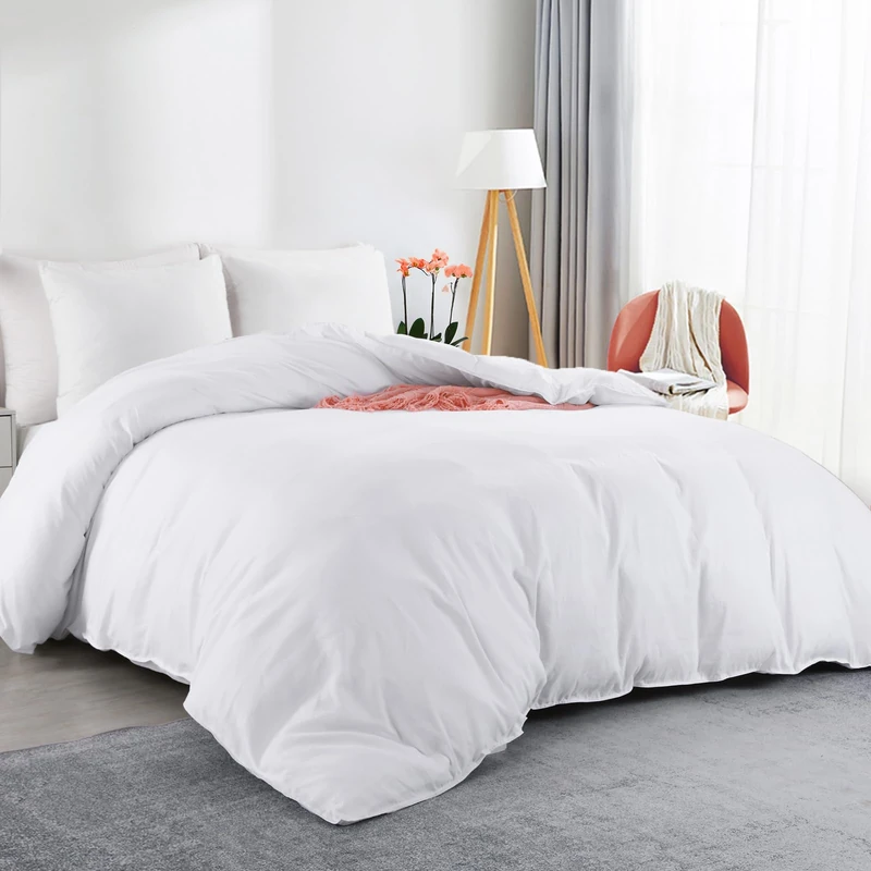 HOMBYS Oversized King Duvet Cover 120 x120 Inch, Ultra Soft Microfiber White Bedding Duvet Cover for All Season with Ziper Closure, 8 Coner Tabs (White, Oversized King)