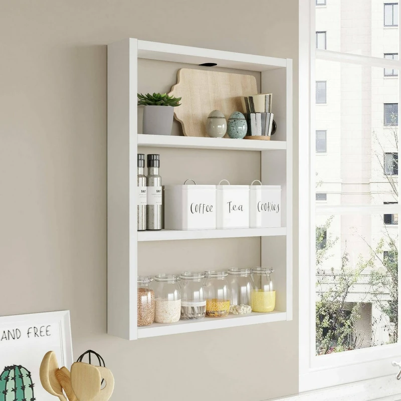 Dmora - Albali Shelf, Shelf, Wall Shelf, Multi-Purpose Shelving, 43 x 9 x 6 cm, White