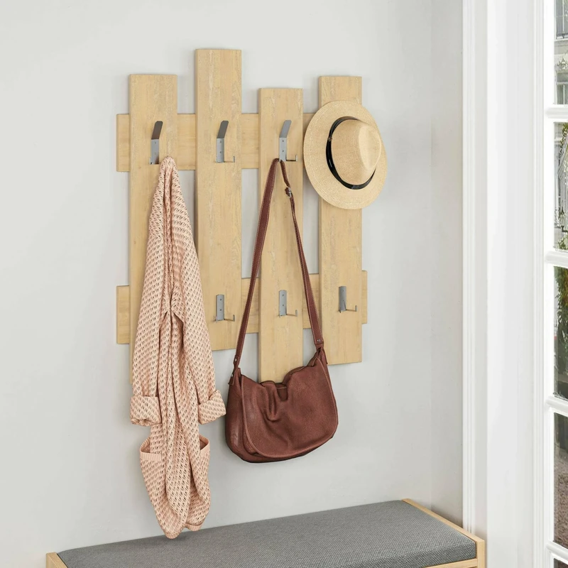 Dmora Zenith Coat Rack, Multi-Purpose Clothes Rack, Wall Hanger, 64 x 4 x 79 cm, Oak