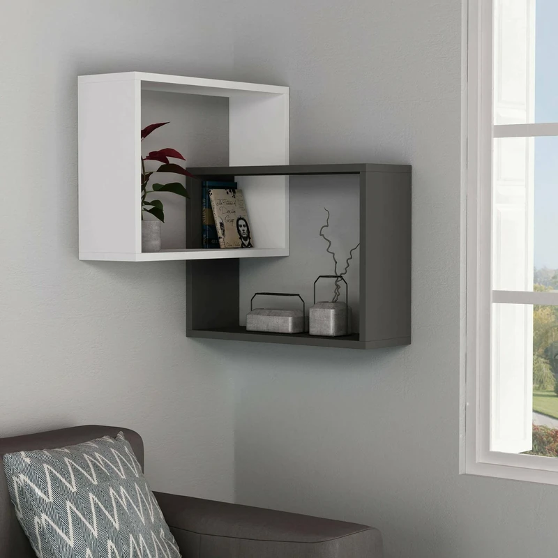Dmora Alniyat Multi-Purpose Wall Shelving Unit 68 x 60 x 60 x 68 cm White and Anthracite