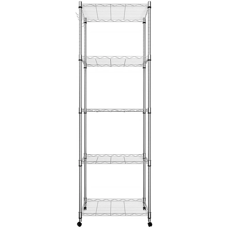 Himimi 5 Tier Wire Shelving Unit on Wheels, Kitchen Storage Unit, Adjustable Height Display Rack for Home&Kitchen 23.2 x 13.8 x 72 inch (L x W x H), Chrome