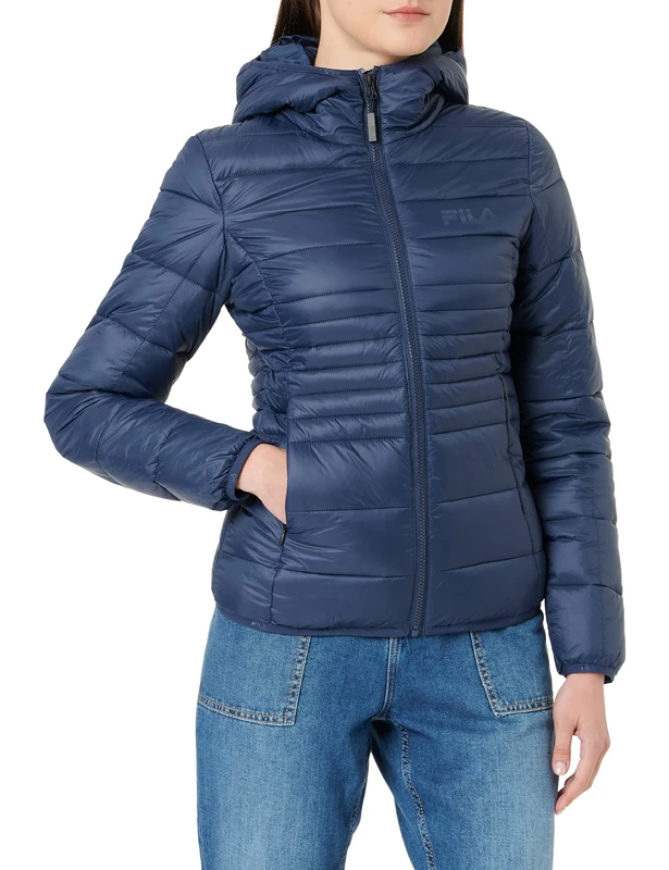 FILA Women's Squille Hooded Lightweight Jacket, Black (Black Iris), L