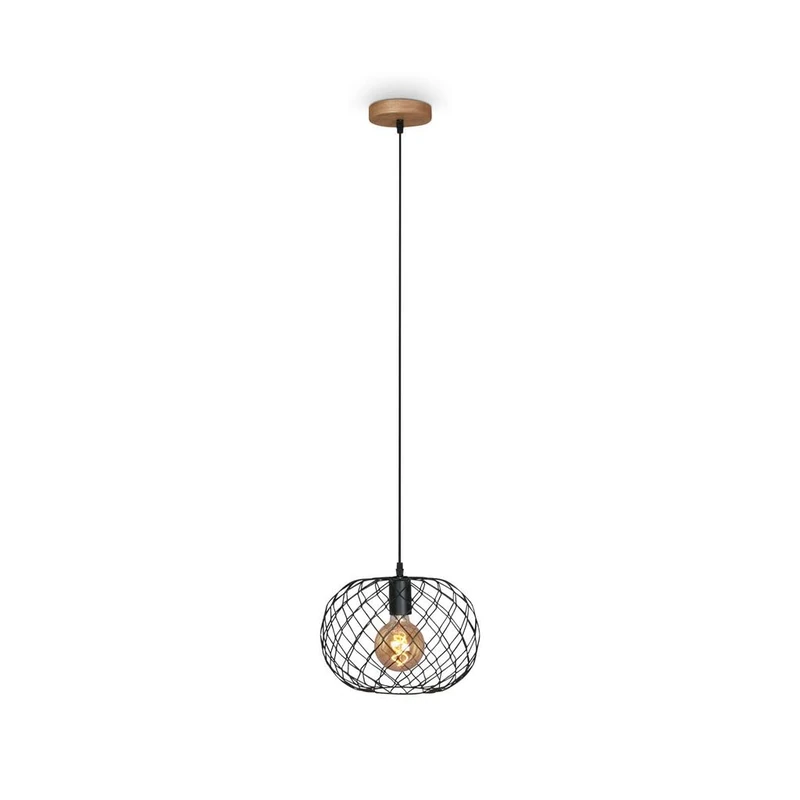 BRILONER - Vintage Pendant Light with E27 Socket, max. 40 W, Retro Pendant Light, Light Shade, lamp Shade, Ceiling Lights Living Room, Kitchen Lights Ceiling, 30x14.9 cm (DxH), lampshade, Metal-Wood