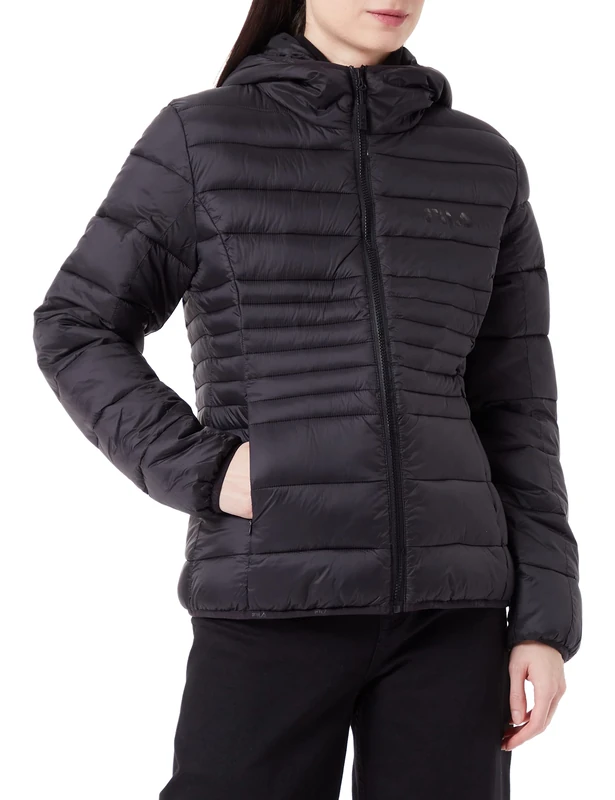 FILA Women's Squille Hooded Lightweight Jacket, Black, S