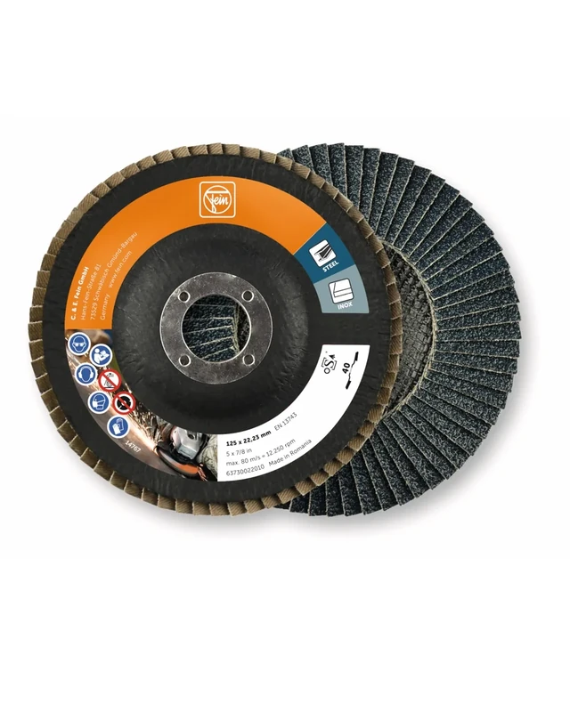 Fein 63717301010 Flap Disc, Pack of 10 (125 mm, Grain 40, for Zirconia Corundum)