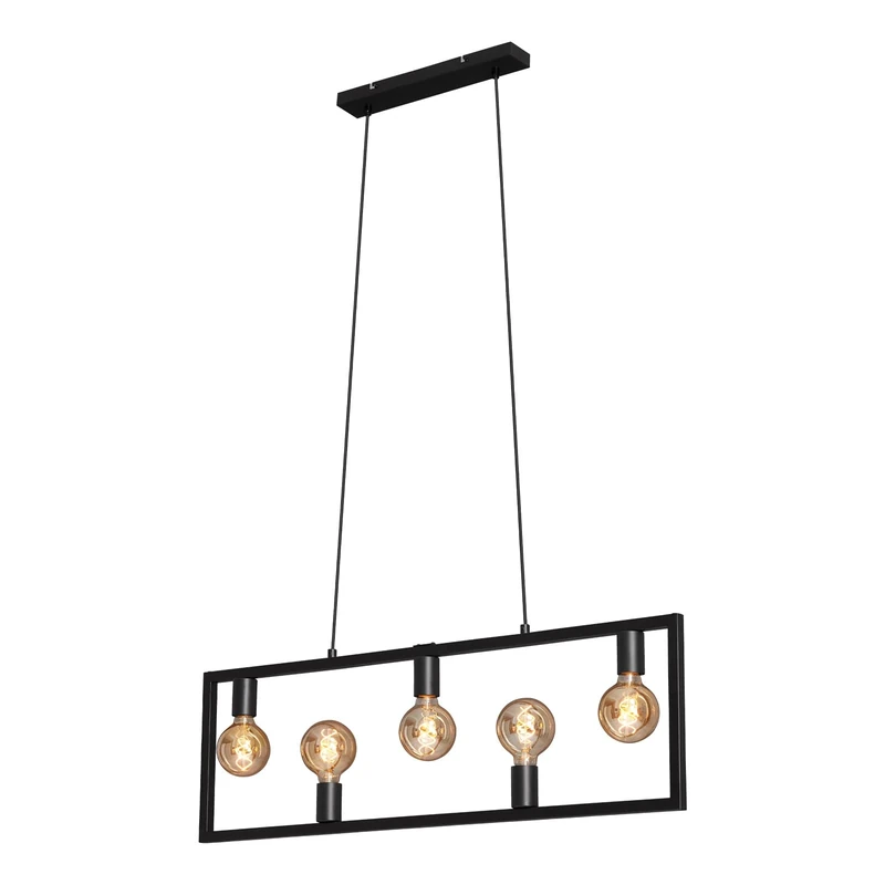 BRILONER Leuchten 4028-055 Pendant Light Retro Pendant Lamp Vintage 5X E27 Max. 40 Watt Dining Room Lamp Metal Black 980 x 1500 mm (L x H)