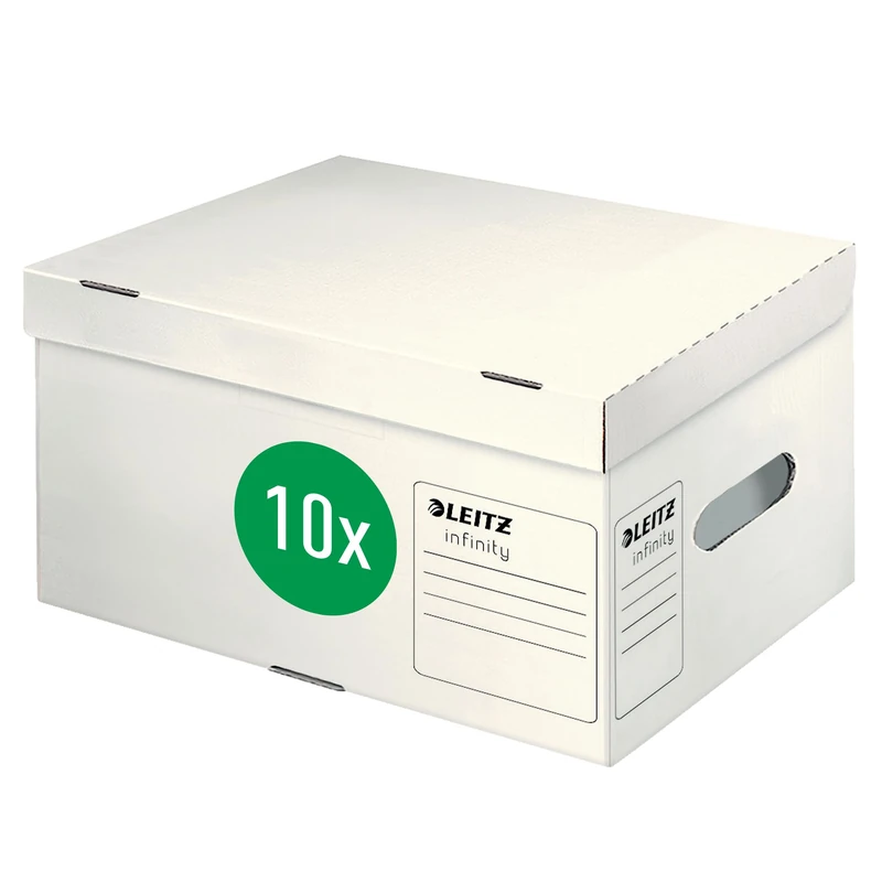 Leitz Infinity 61050000 Archive Box with Hinged Lid A4 Plus, Pack of 20, 100% Recyclable, FSC Certified, White