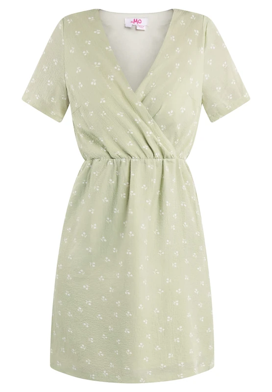 myMo Women's Dress with Floral Print, Light Green, S - Image 1
