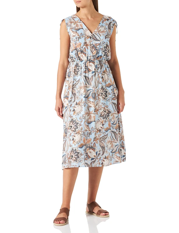 usha FESTIVAL Women's Dress with Floral Print, Light Blue Multi-Coloured, M