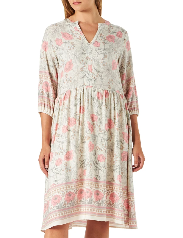 usha FESTIVAL Women's Dress Carnela, White Multi-Coloured, XL