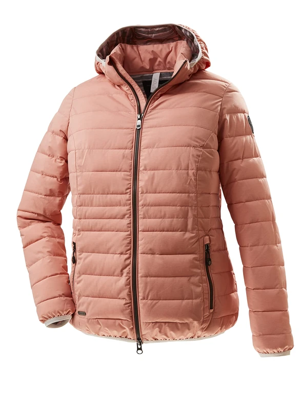 STOY Women's STS 17 Wmn Qltd Jckt Look/Quilted Jacket with Zip-Off Hood-Large Sizes, Coral, 46 (EU)