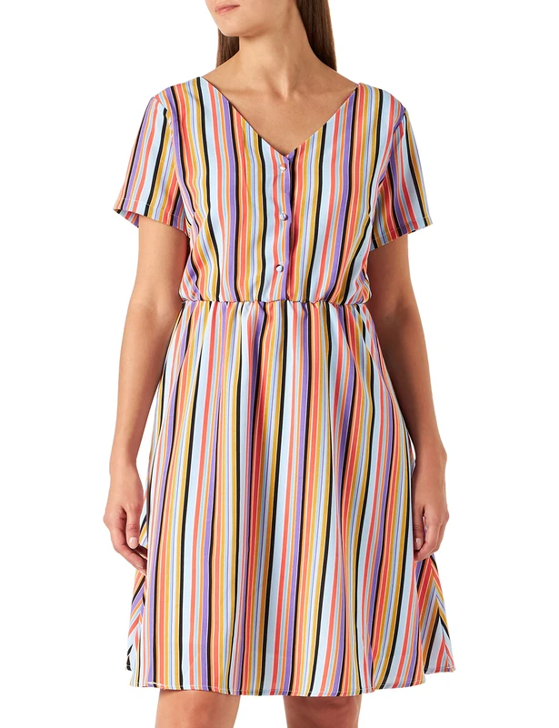 usha BLUE LABEL Women's Midi Dress, Light Blue Multi-Coloured, L