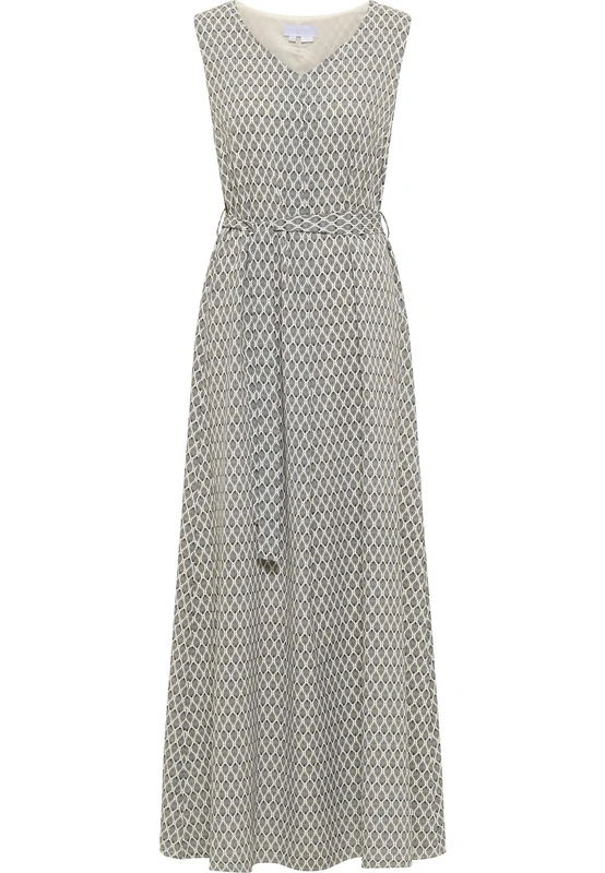 usha WHITE LABEL Women's Maxi Dress, Wool White Black, L