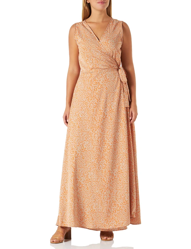 IZIA Women's Dress, Orange/Beige, XL