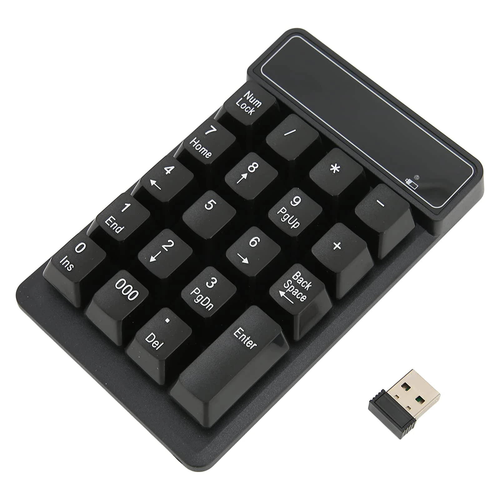 Zunate Wireless Number Pad, Portable 19 Keys 2.4GHz Wireless Number Keyboard, Ergonomic Design Waterproof Calculator Numeric Keypad, USB Plug and Play