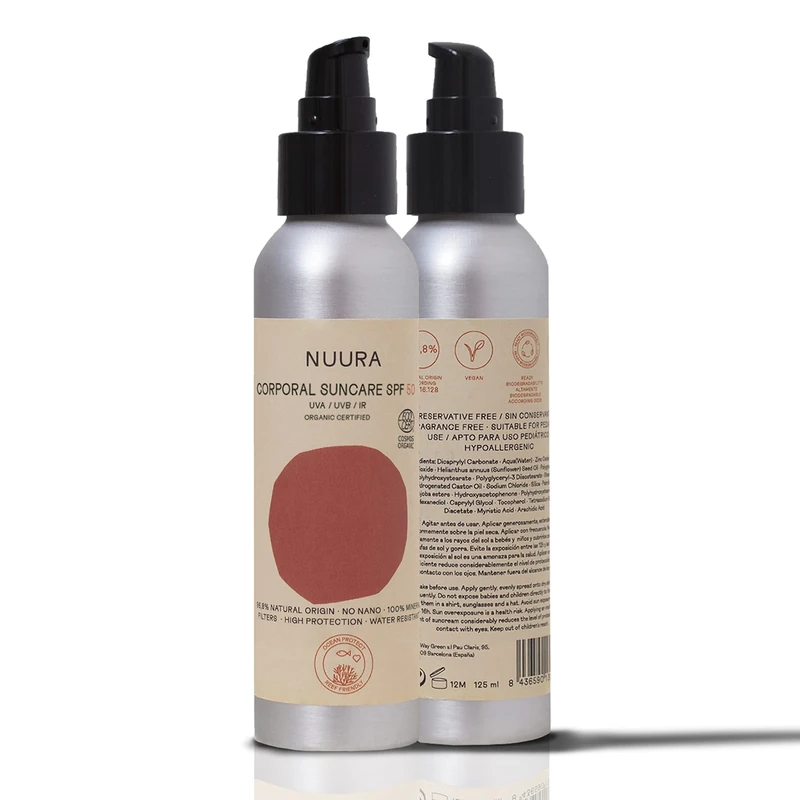 NUURA Natural Sunscreen - Reef Safe - Certified Organic Sun Cream - SPF 50 UVA/UVB/IR [125 ml]