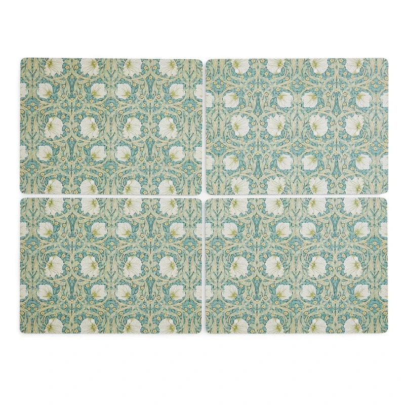 Pimpernel x Spode Morris & Co Set of 4 Placemats - Green Floral Cork-Backed Table Mats, Gift Boxed and Designed to Protect Against Heat and Stains