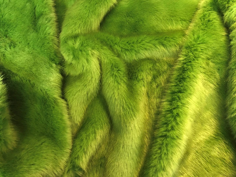 Super Luxury Faux Fur Fabric Material - Swiss Lime Green, 1Mtr - 150cm x 100cm