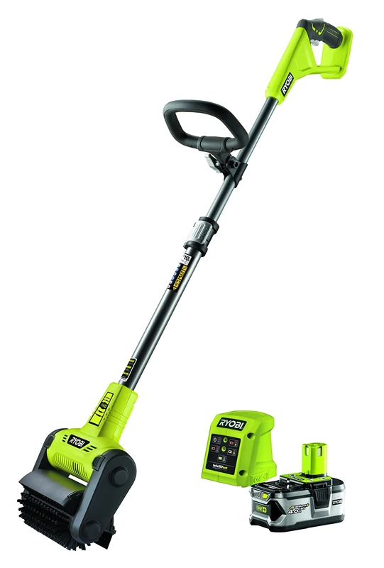 RYOBI 18 V ONE+ Cordless Surface Cleaner RY18PCB-140 (Telescopic Handle, Tool-Free Brush Change, Cleaning Wooden Boards & Surfaces Including Cleaning Brush, 1 x 4.0Ah Battery & Charger in Box)