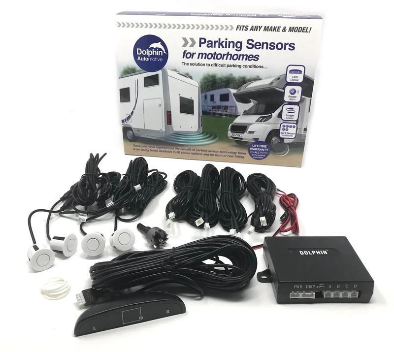 Dolphin Automotive MPS450 Motorhome Camper Van RV Reverse Parking Sensors With LED Display & Audio Buzzer Black, Silver, White, Grey (Silver)