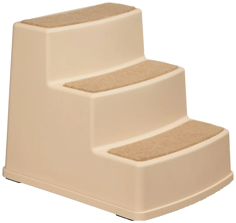 Amazon Basics Dog Steps with Non-Slip Stairs for Bedroom and Sofa, Tan, 47.2 cm x 40.4 cm x 39 cm