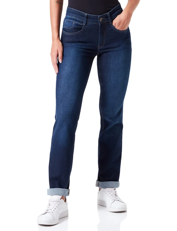 Atelier GARDEUR Women's Vicky803 Trouser, Dark Rinse Used (7169), 6