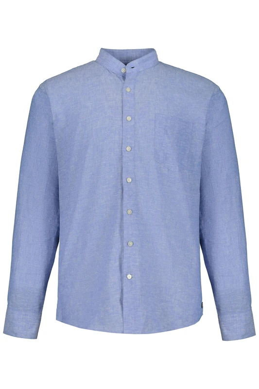 JP 1880 Men's Large Sizes Plus Sizes Menswear L-8XL JP1880 Shirt, Long Sleeve, Linen Mix, Stand-Up Collar, Modern Fit, up to 8 XL 790394, Grey, 5XL