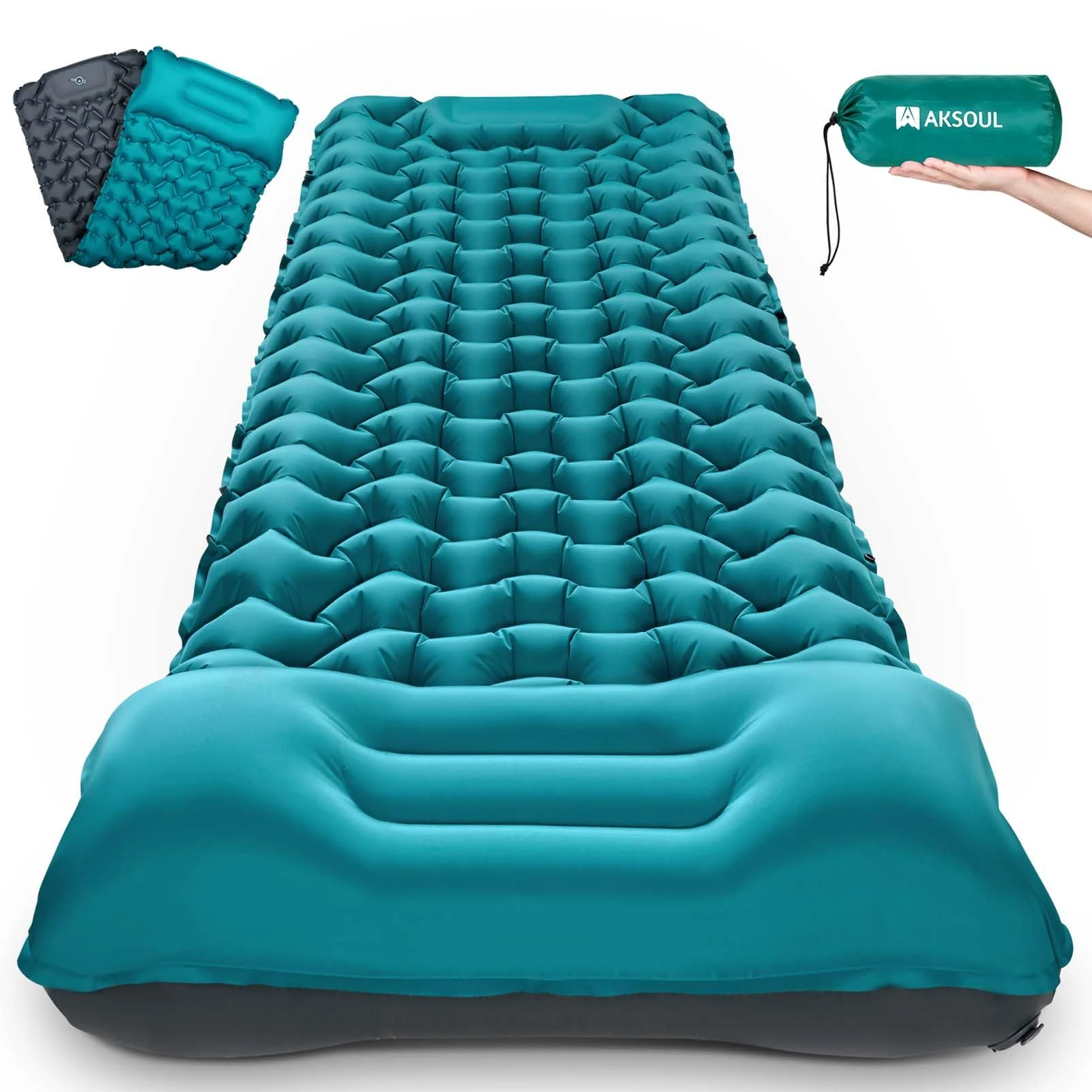 Camping Sleeping Self Inflating Mat: 10cm Thick Lightweight Single Camp Air Bed & Connectable Double Camping Pads & Compact Inflatable Roll Camping Mattress for Outdoor Hiking Backpacking